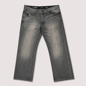 Express Blake Jeans Mens 36x30 Gray Bootcut Low Rise Faded Denim Pants
